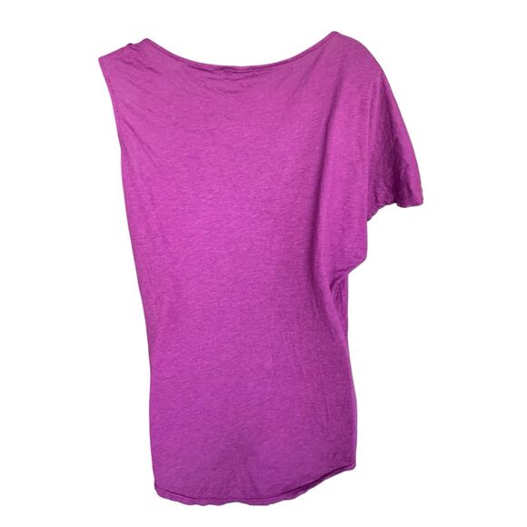Michael Stars Asymmetric Shoulder T-Shirt Women's Modal Supima Purple One Size - Picture 2 of 7